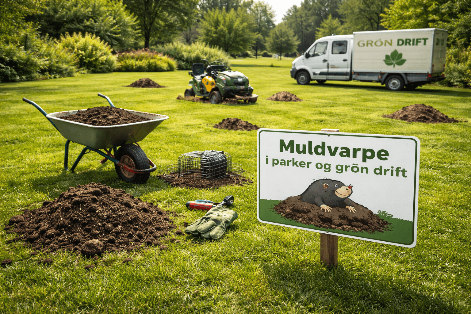 Muldvarpe i parker og grøn drift