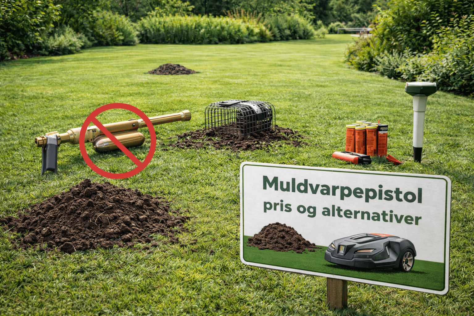 Muldvarpepistol med lovlige alternativer til bekæmpelse af muldvarpe