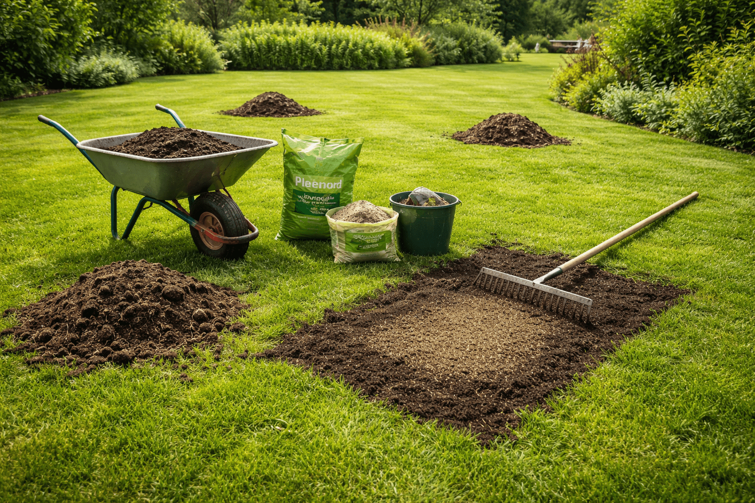 Reparation af muldvarpeskud – udjævning af plæne