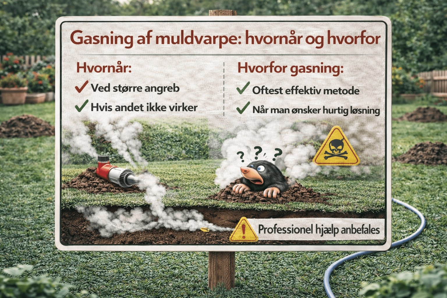 Gasning af muldvarpe – hvorfor det sjældent virker i praksis