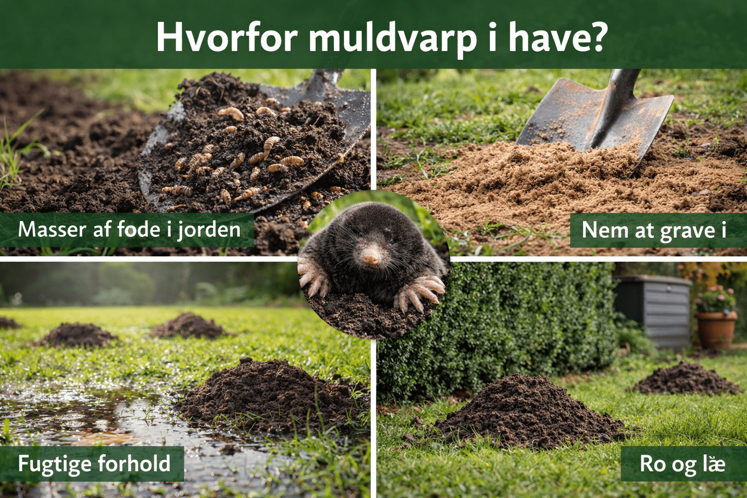 Hvorfor muldvarpe kommer i haven – typiske årsager som føde, jordforhold og kanter