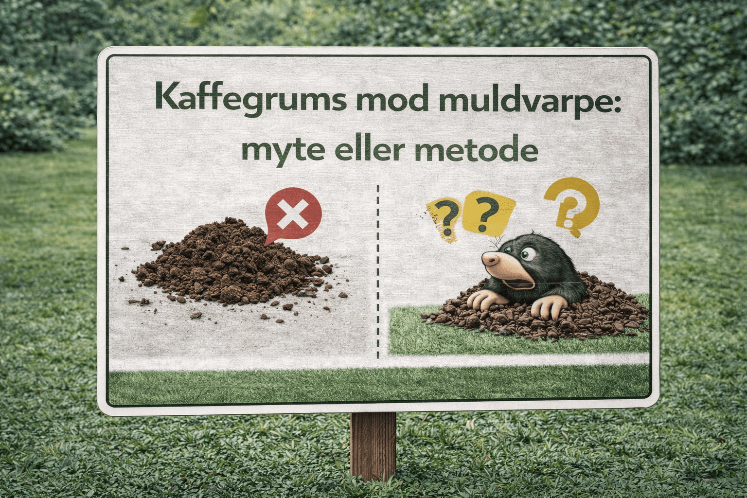 Kaffegrums som forsøg mod muldvarpe i haven