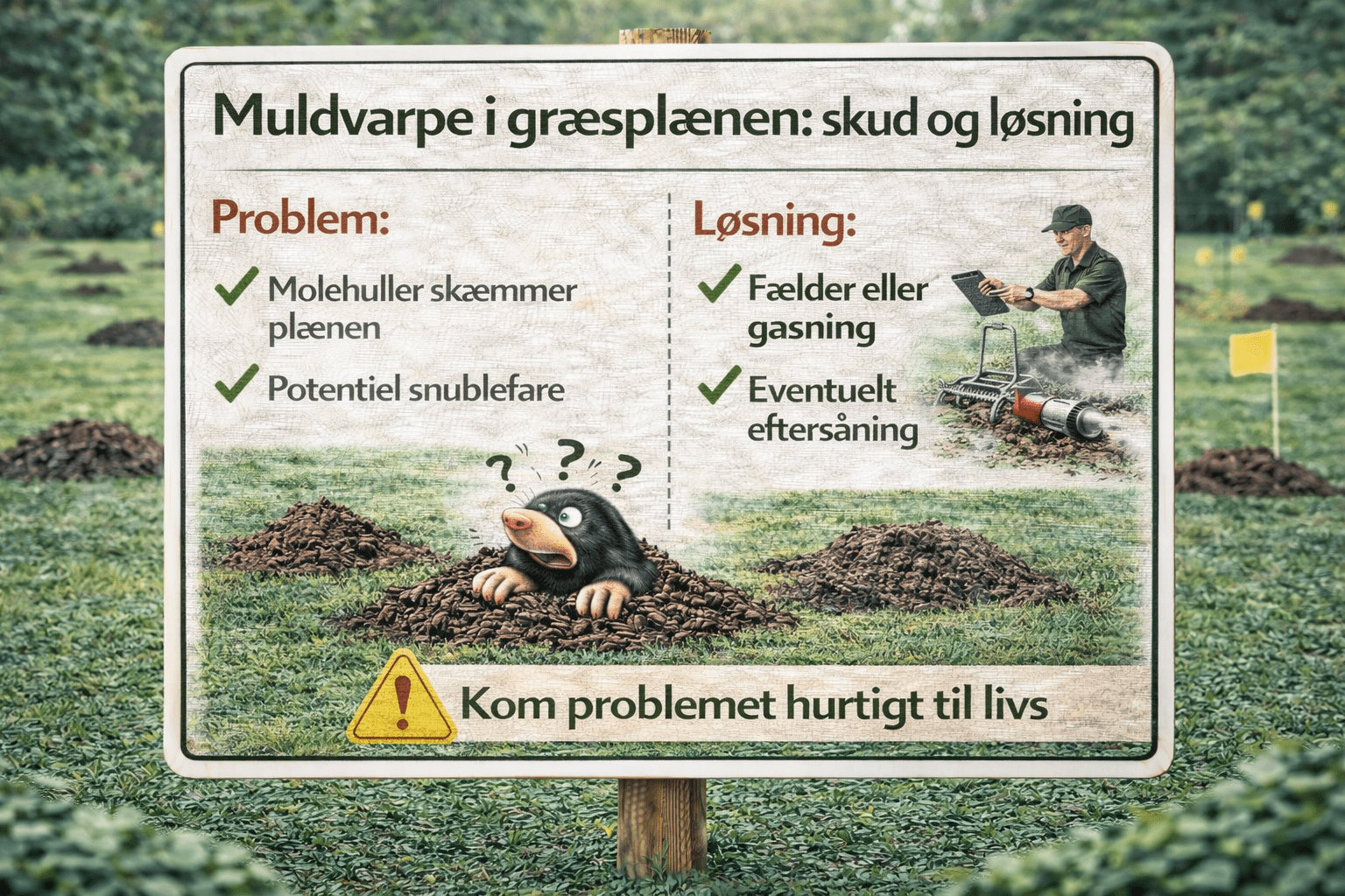 Muldvarpeskud i græsplænen