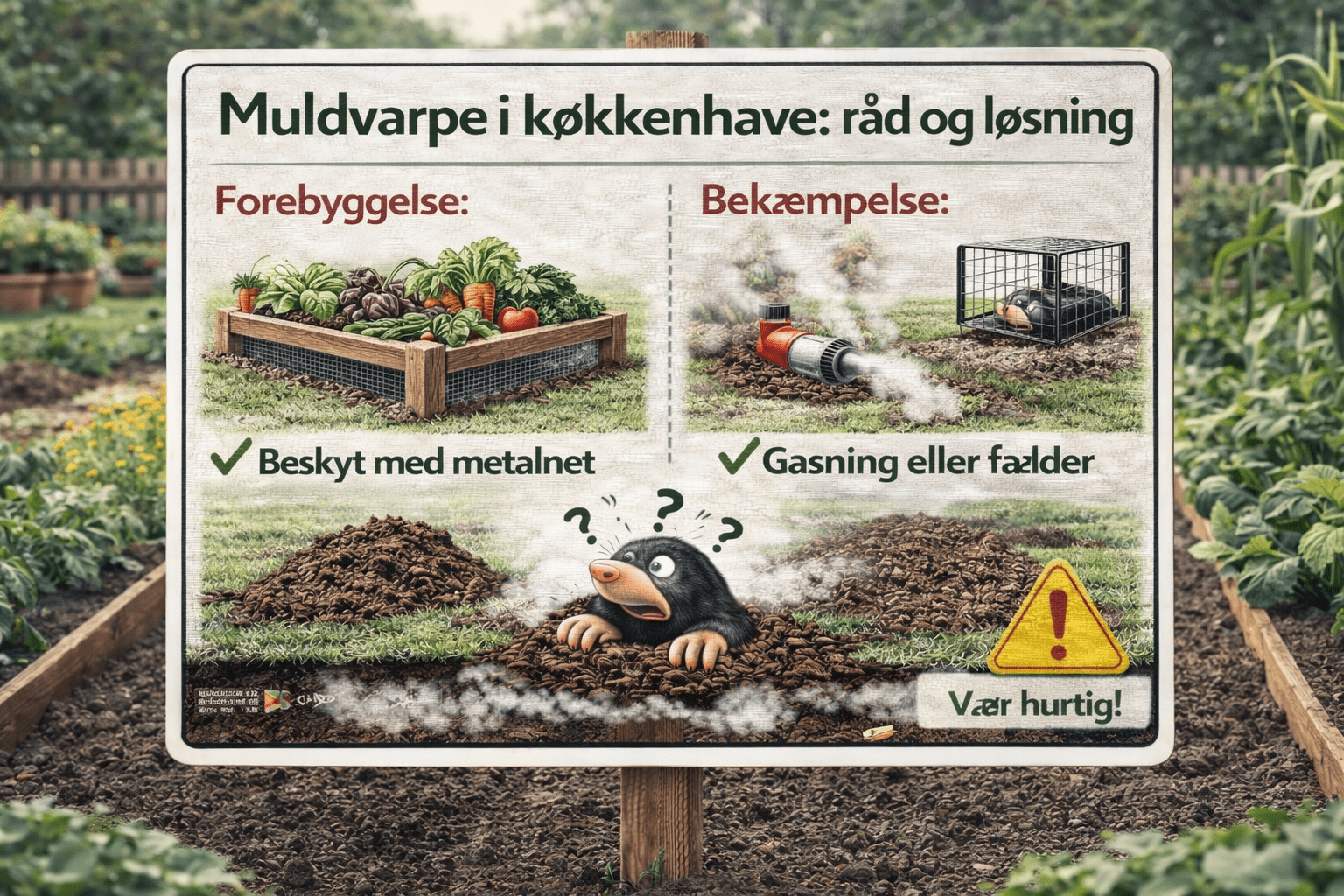 Muldvarpe i køkkenhaven – skud og ujævn jord i bede