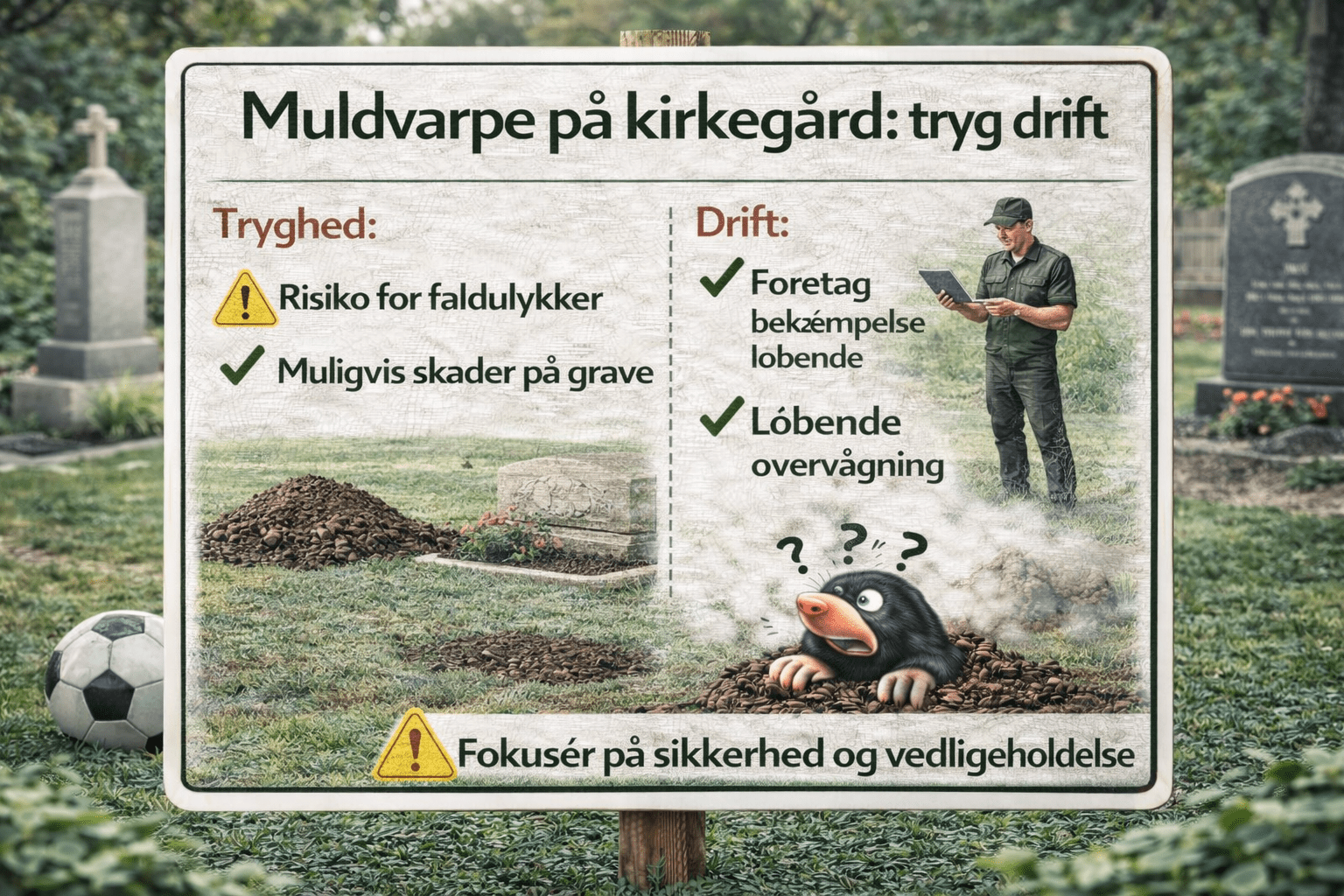 Muldvarpeskud på kirkegård