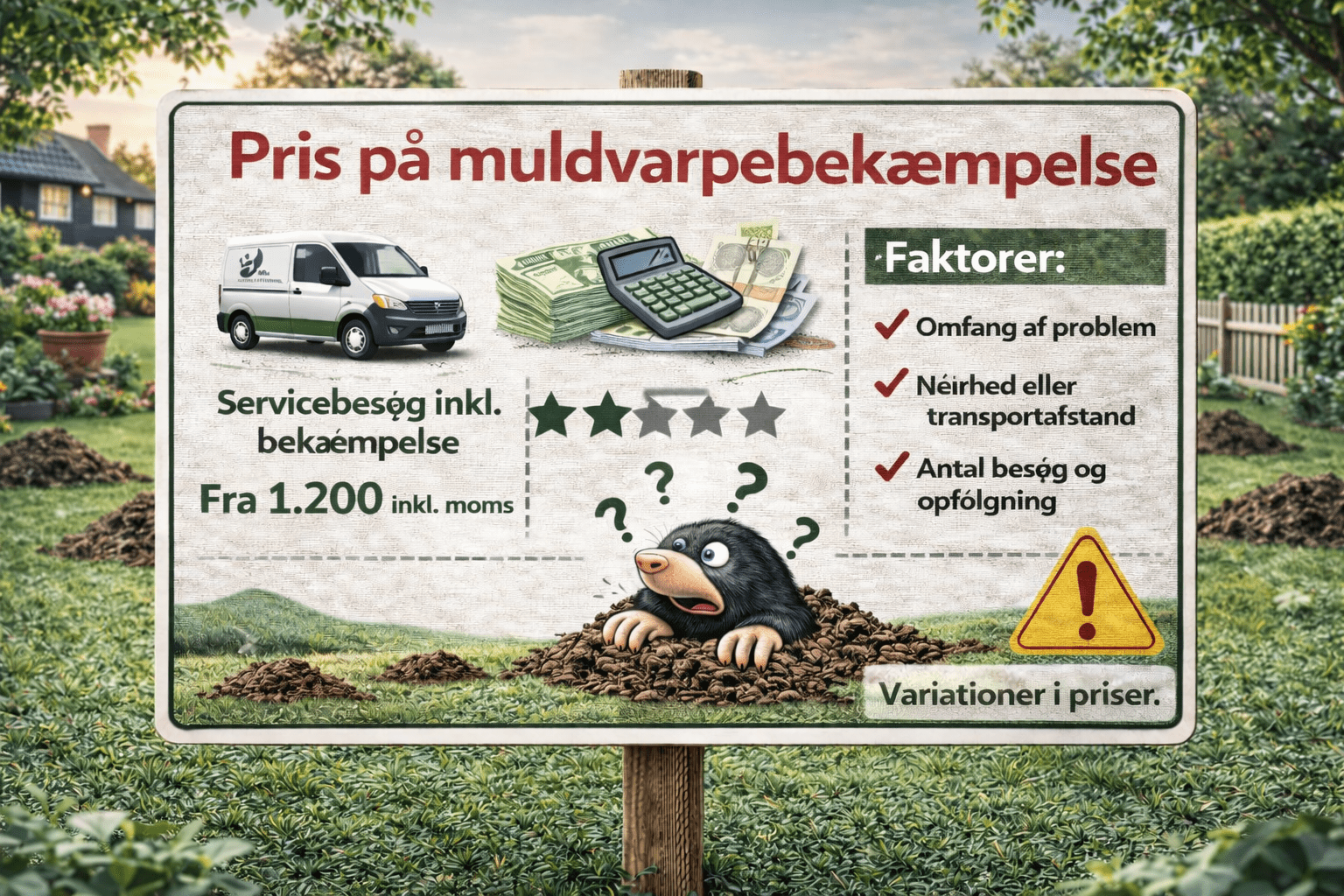 Pris på muldvarpebekæmpelse – hvad bestemmer den?