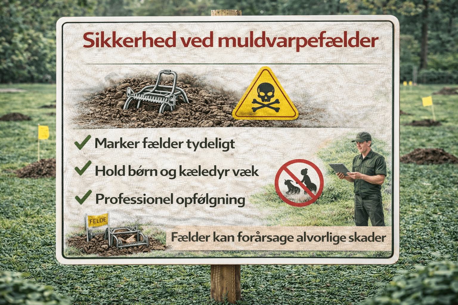Muldvarpefælder og sikker håndtering