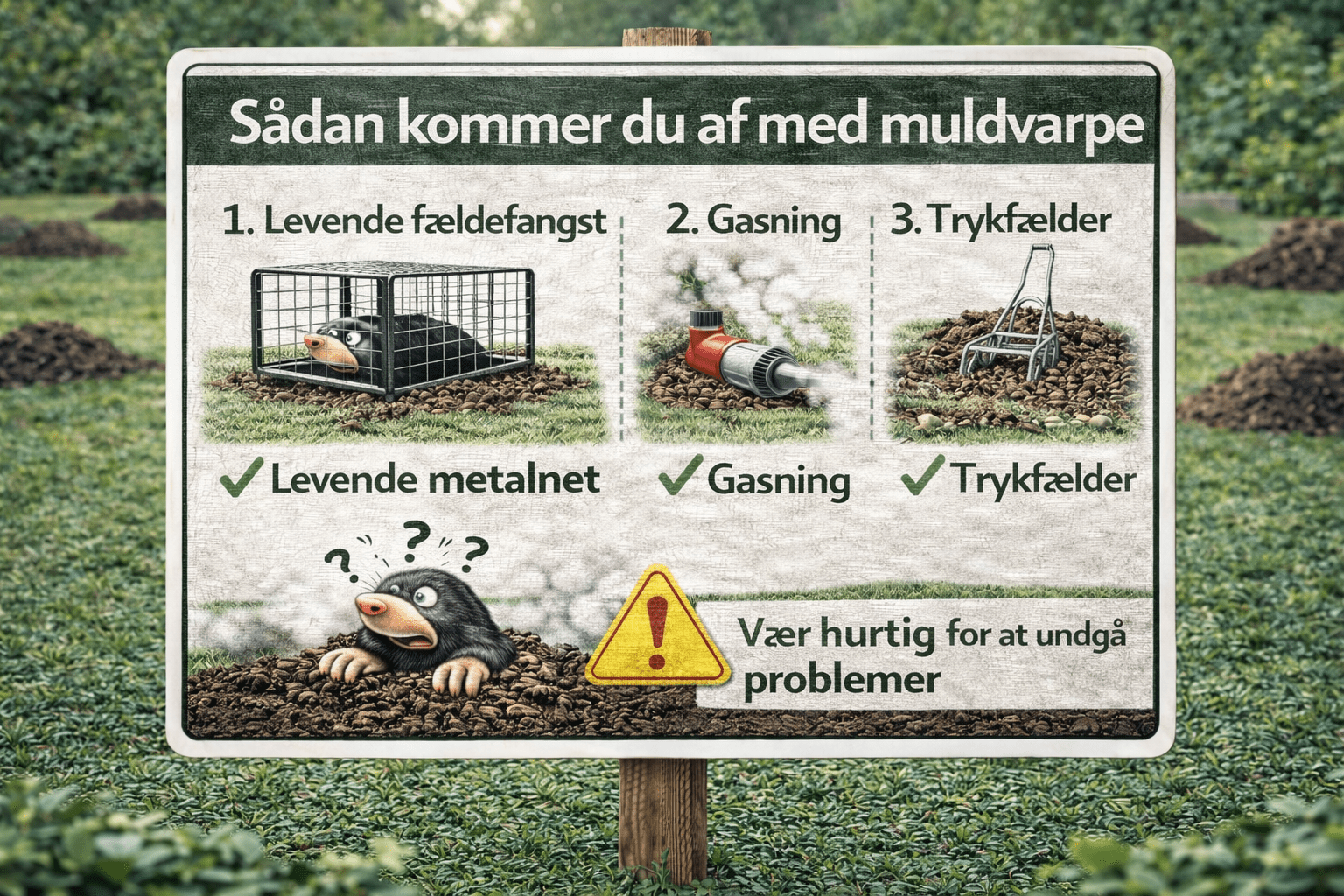 Professionel muldvarpebekæmpelse – målrettet indsats i aktive gange