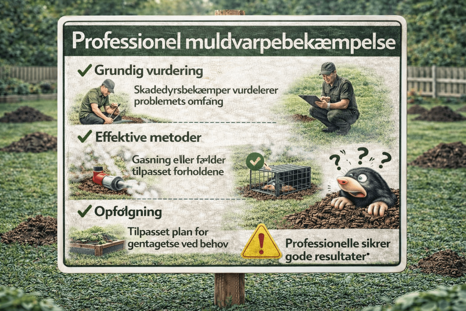 Professionel muldvarpebekæmpelse med fokus på aktive gange og fælder
