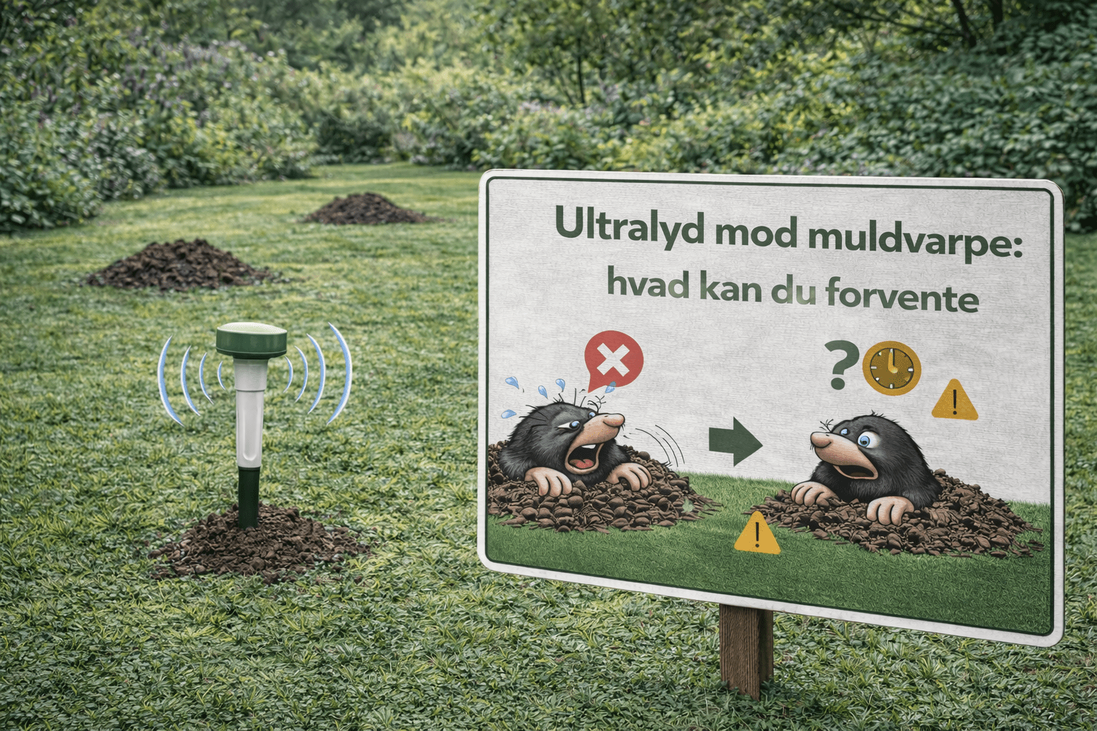 Ultralyd mod muldvarpe – ultralydspæl i græsplænen som mange prøver før professionel bekæmpelse